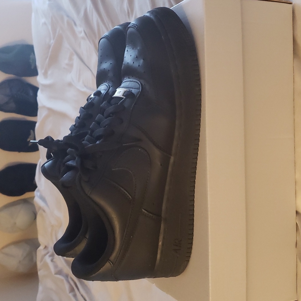 Nike Air Force 1 with original box (worn twice) Black/Black